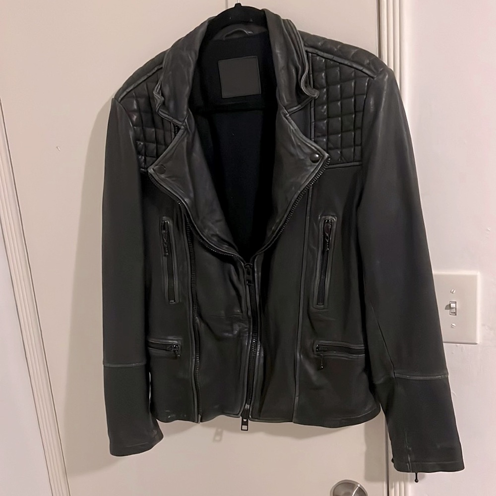 All saints leather man jacket XS